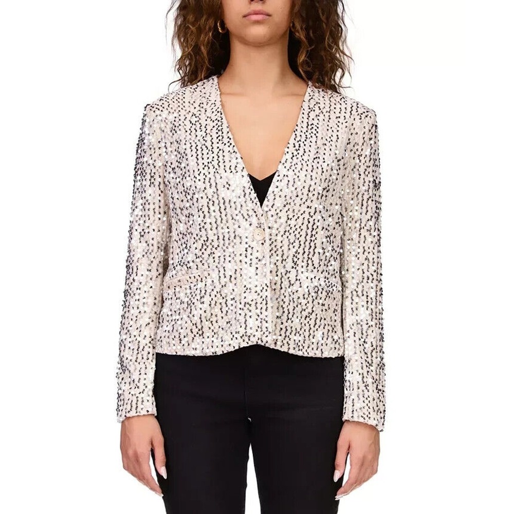Sanctuary‎ Women's Long Sleeve Charmed Button Front Sequin Blazer Jacket Size M